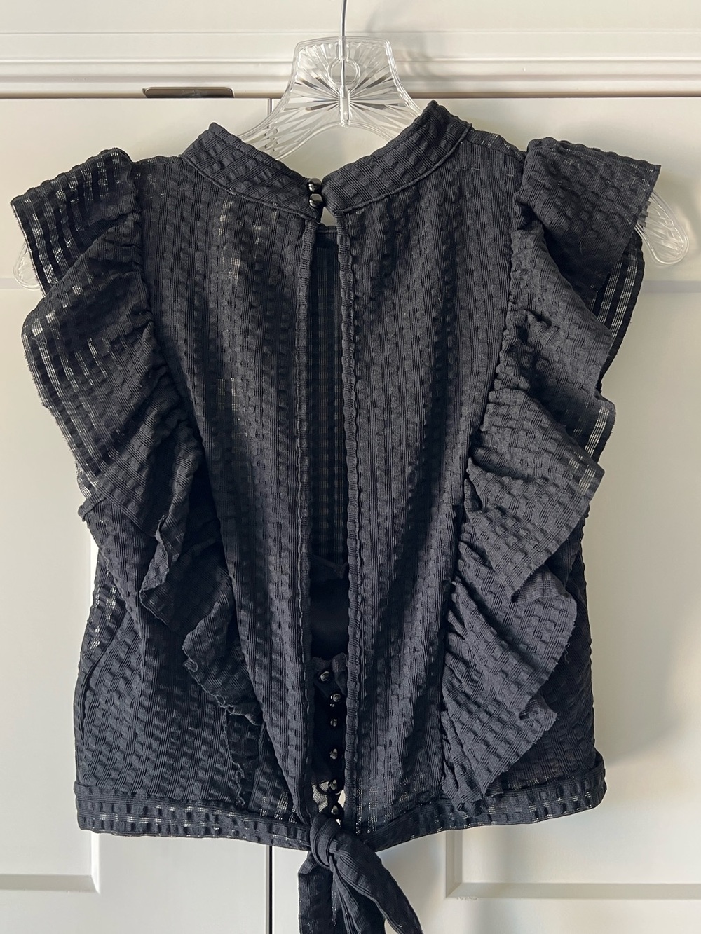 NWT Women’s Maeve Crop Ruffle Mesh Top Black - Medium